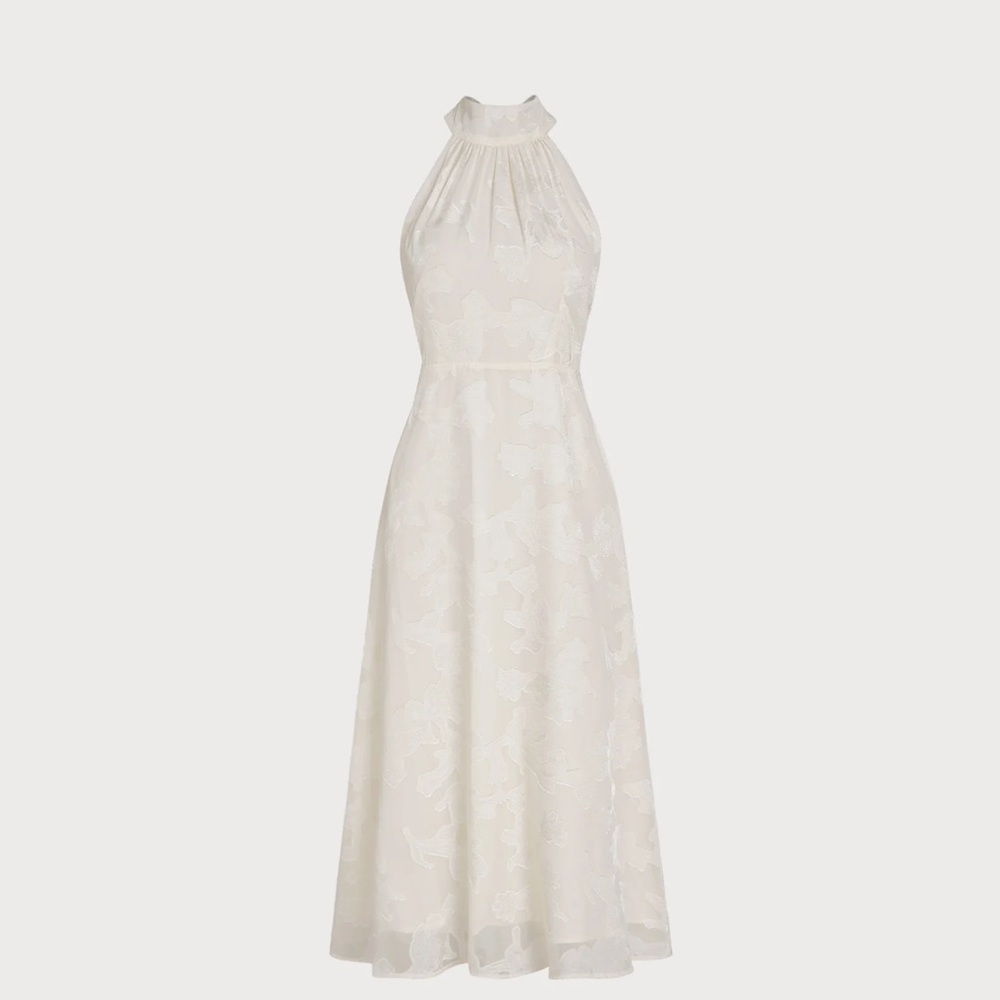 Rihoas Beige Halter Floral Midi Dresses - Picture 6 of 9